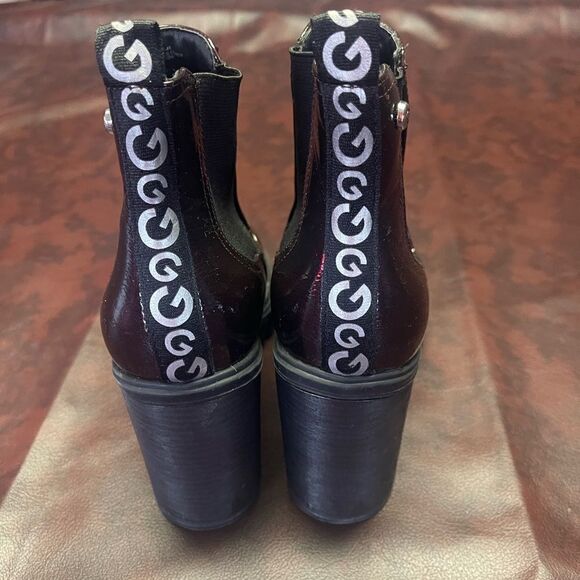 Gbg platform chukka boots, shiny burgundy size 6 - Picture 8 of 13